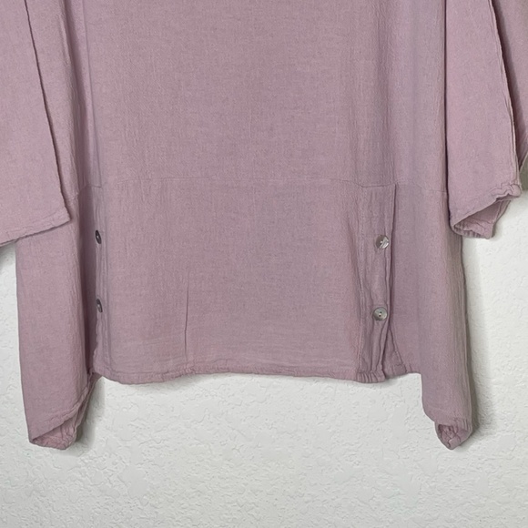 OH MY GAUZE! Long Sleeve Tunic Top Boho Lagenlook One Size Pink Cotton Gauzy - Picture 4 of 11